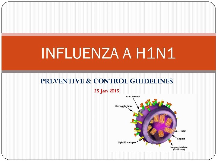 INFLUENZA A H 1 N 1 PREVENTIVE & CONTROL GUIDELINES 25 Jan 2015 