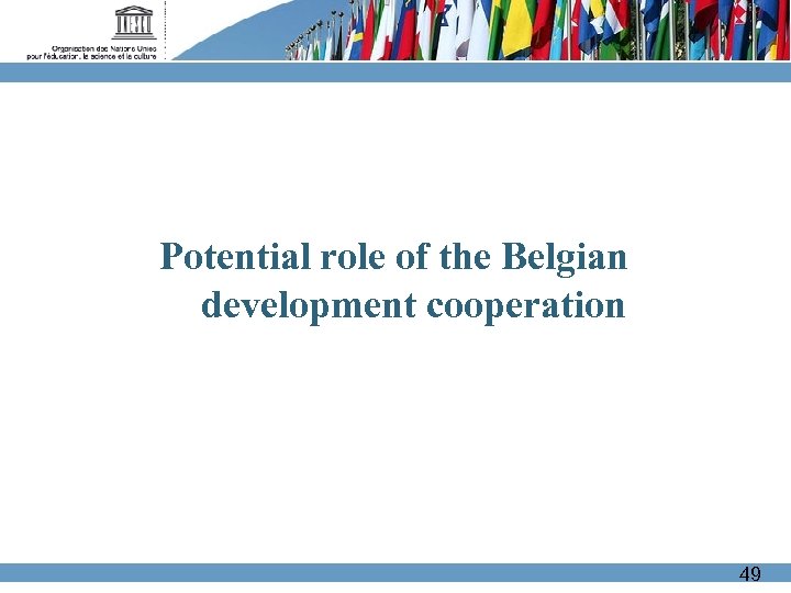 Potential role of the Belgian development cooperation 49 