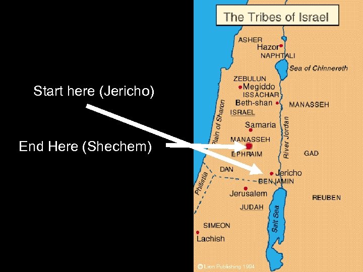 Start here (Jericho) End Here (Shechem) 