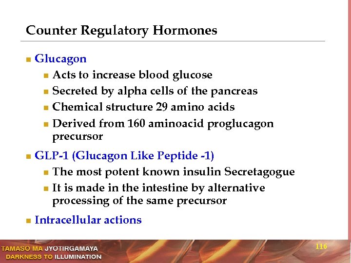Counter Regulatory Hormones n n n Glucagon n Acts to increase blood glucose n