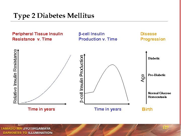 Peripheral Tissue Insulin Resistance v. Time -cell Insulin Production v. Time Relative Insulin Resistance