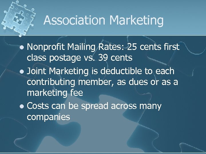Association Marketing Nonprofit Mailing Rates: 25 cents first class postage vs. 39 cents l