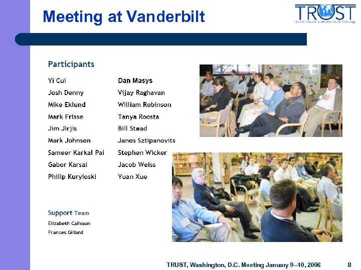 Meeting at Vanderbilt TRUST, Washington, D. C. Meeting January 9– 10, 2006 8 