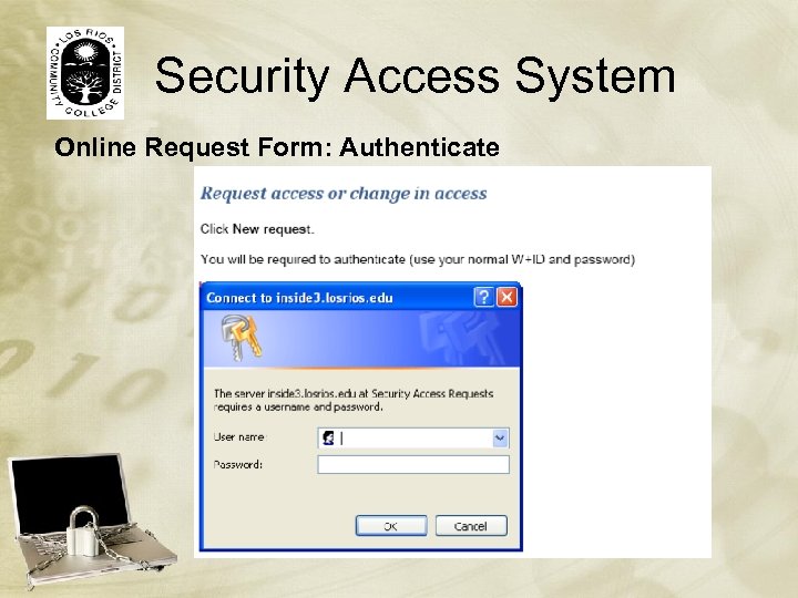 Security Access System Online Request Form: Authenticate 