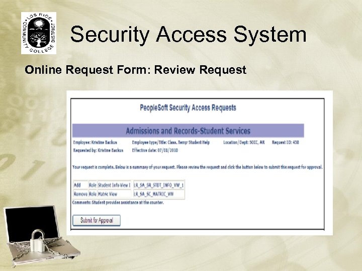 Security Access System Online Request Form: Review Request 