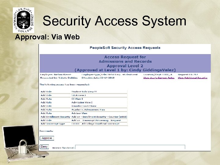 Security Access System Approval: Via Web 