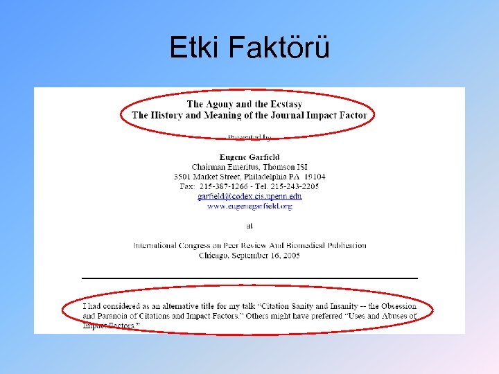 Etki Faktörü 