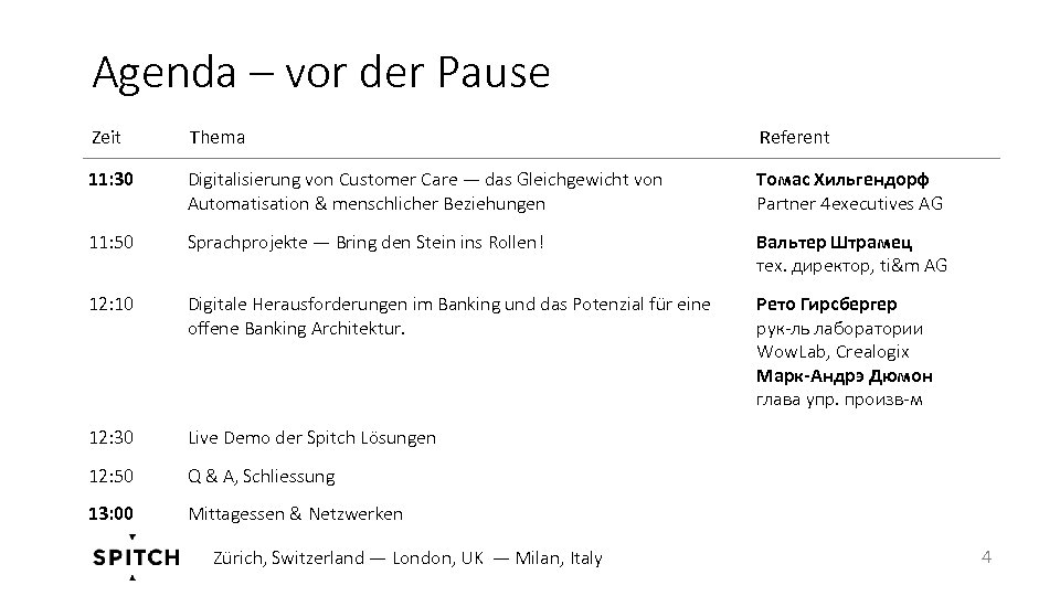 Agenda – vor der Pause Zeit Thema Referent 11: 30 Digitalisierung von Customer Care