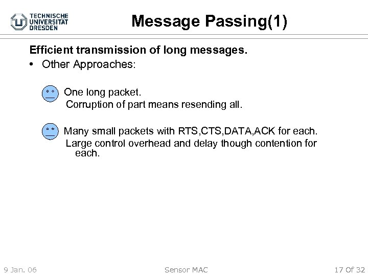 Message Passing(1) Efficient transmission of long messages. • Other Approaches: – One long packet.