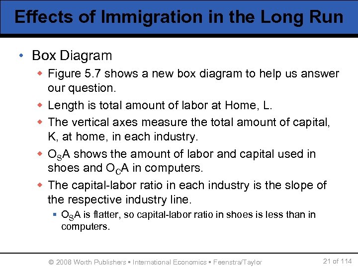 Effects of Immigration in the Long Run • Box Diagram w Figure 5. 7