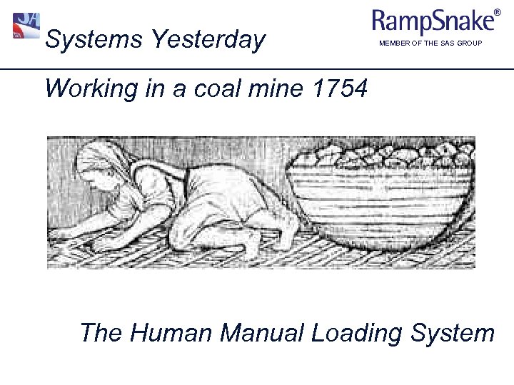 Systems Yesterday MEMBER OF THE SAS GROUP Working in a coal mine 1754 The