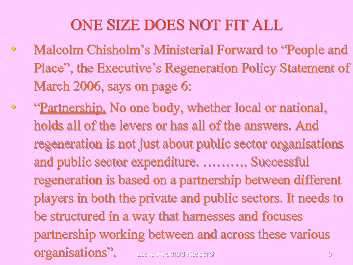 ONE SIZE DOES NOT FIT ALL • Malcolm Chisholm’s Ministerial Forward to “People and