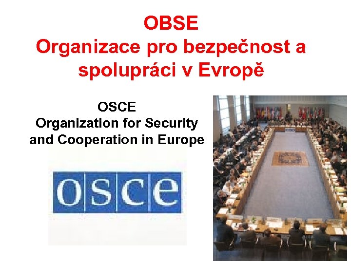 OBSE Organizace pro bezpečnost a spolupráci v Evropě OSCE Organization for Security and Cooperation