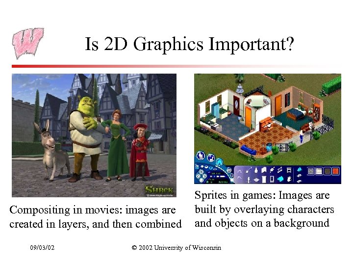 Is 2 D Graphics Important? Compositing in movies: images are created in layers, and