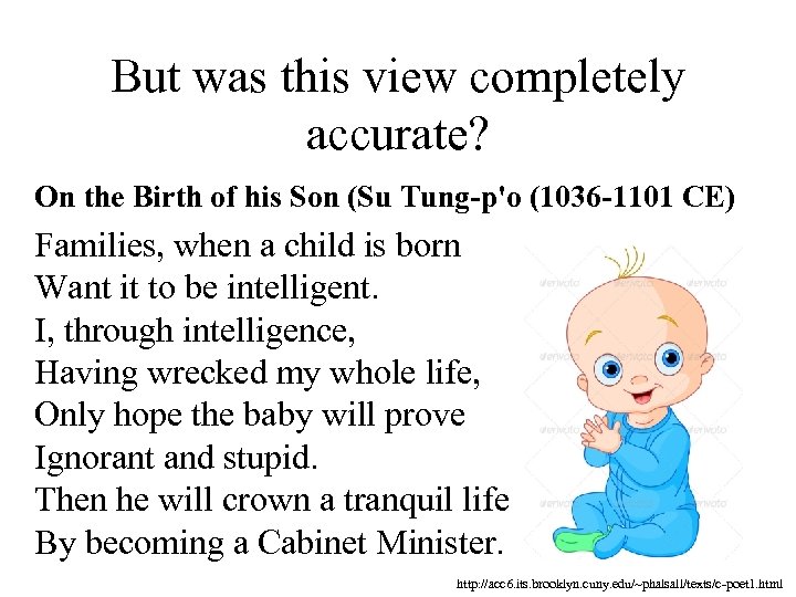 But was this view completely accurate? On the Birth of his Son (Su Tung-p'o