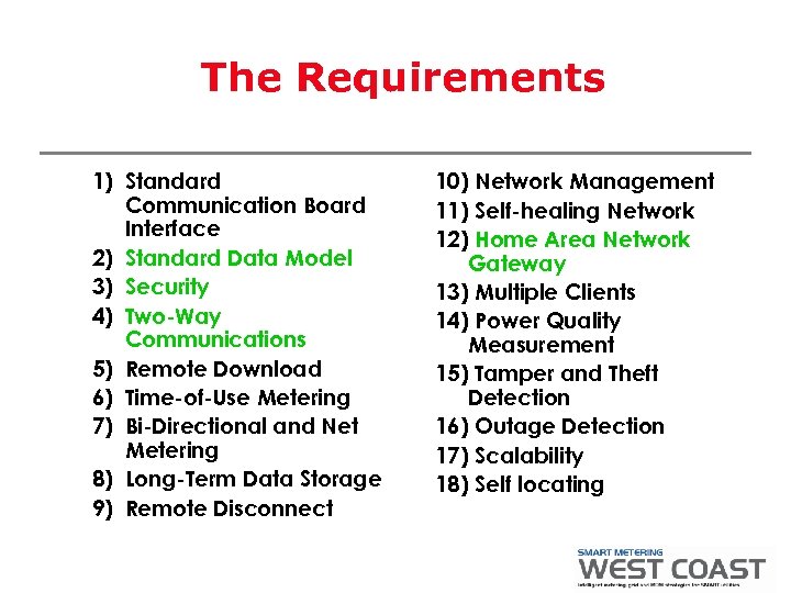 The Requirements 1) Standard Communication Board Interface 2) Standard Data Model 3) Security 4)