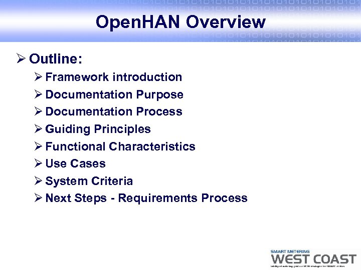 Open. HAN Overview Ø Outline: Ø Framework introduction Ø Documentation Purpose Ø Documentation Process