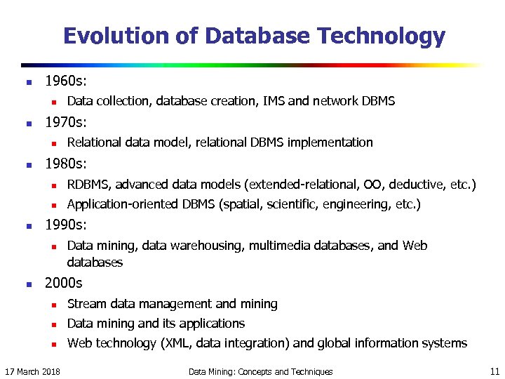 Evolution of Database Technology n 1960 s: n n 1970 s: n n Data