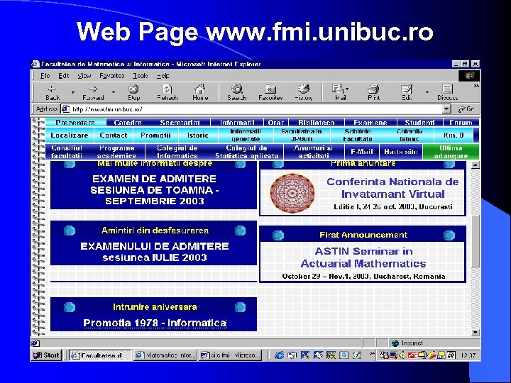 Web Page www. fmi. unibuc. ro 