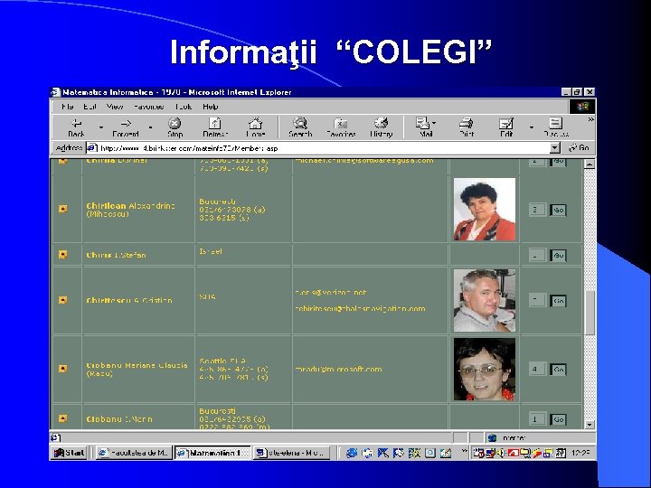 Informaţii “COLEGI” 