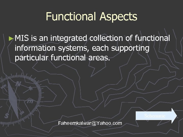 Functional Aspects ► MIS is an integrated collection of functional information systems, each supporting