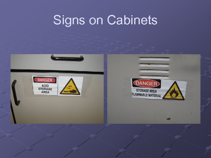 Signs on Cabinets 