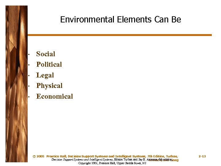 Environmental Elements Can Be • • • Social Political Legal Physical Economical © 2005