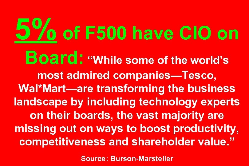 5% of F 500 have CIO on Board: “While some of the world’s most