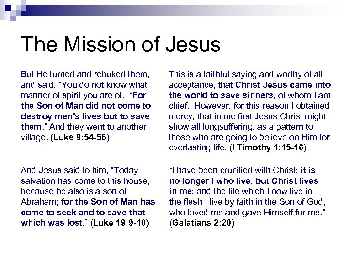 The Mission of Jesus But He turned and rebuked them, and said, “You do