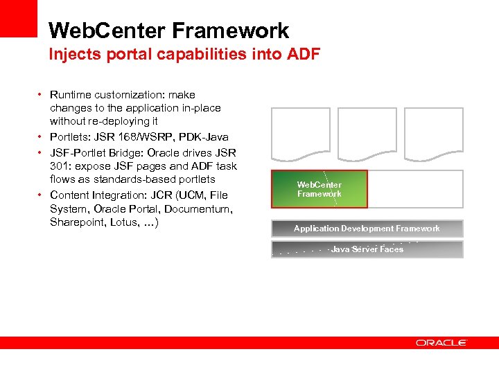 Web. Center Framework Injects portal capabilities into ADF • Runtime customization: make changes to
