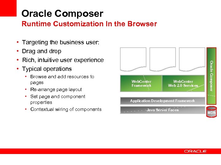 Oracle Composer Runtime Customization In the Browser Targeting the business user: Drag and drop