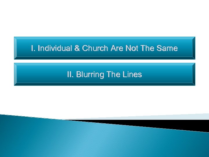 I. Individual & Church Are Not The Same II. Blurring The Lines 