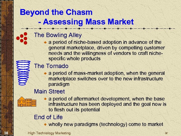 Beyond the Chasm - Assessing Mass Market The Bowling Alley a period of niche-based
