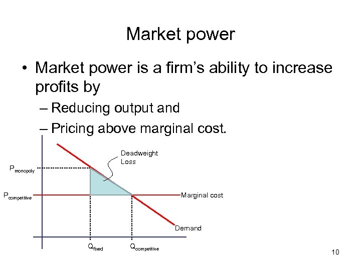 Market power • Market power is a firm’s ability to increase profits by –