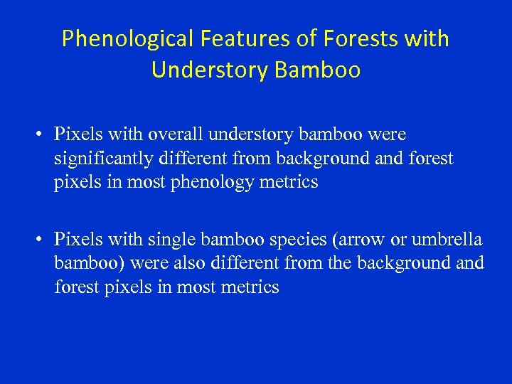 Phenological Features of Forests with Understory Bamboo • Pixels with overall understory bamboo were