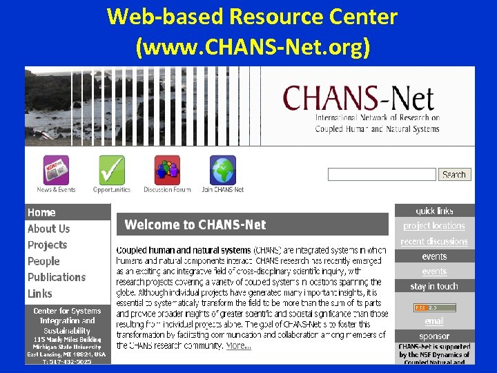 Web-based Resource Center (www. CHANS-Net. org) 