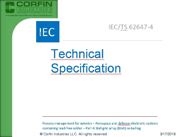 © Corfin Industries LLC. All rights reserved. 3/17/2018 