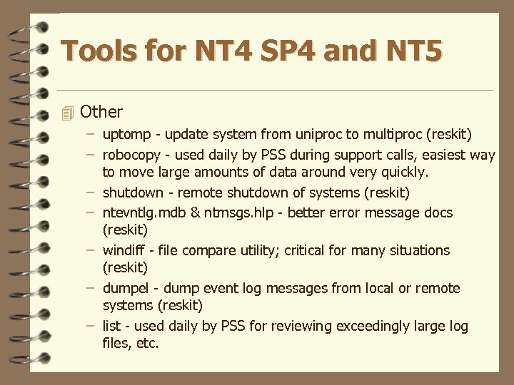Tools for NT 4 SP 4 and NT 5 4 Other – uptomp -