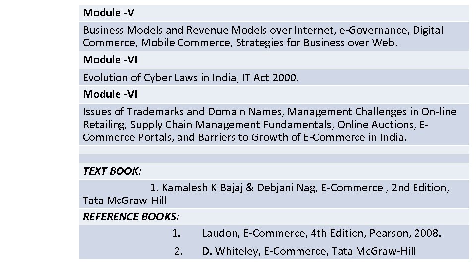 Module -V Business Models and Revenue Models over Internet, e-Governance, Digital Commerce, Mobile Commerce,