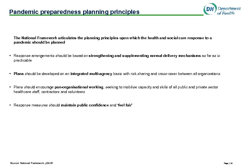 Pandemic preparedness planning principles The National Framework articulates the planning principles upon which the