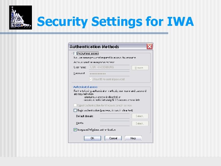 Security Settings for IWA 