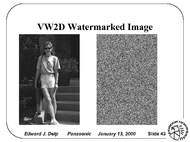 VW 2 D Watermarked Image Edward J. Delp Panasonic January 13, 2000 Slide 43