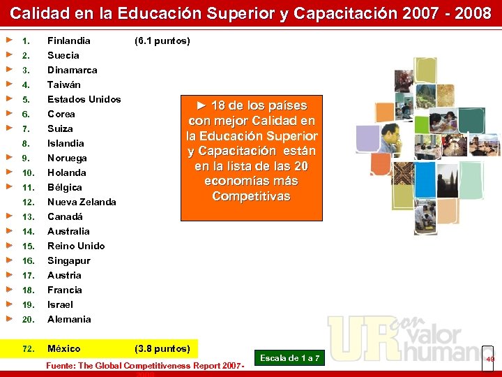 Calidad en la Educación Superior y Capacitación 2007 - 2008 ► 1. Finlandia ►