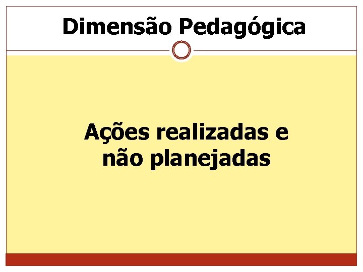 Dimensão Pedagógica Ações realizadas e não planejadas 
