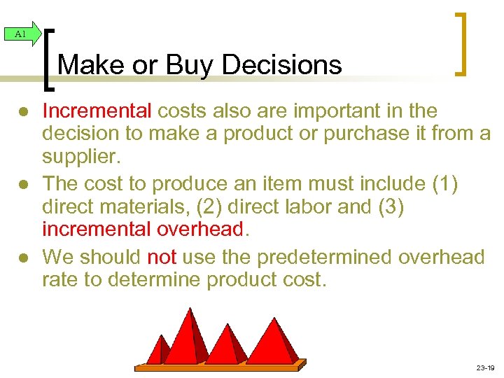 A 1 Make or Buy Decisions l l l Incremental costs also are important