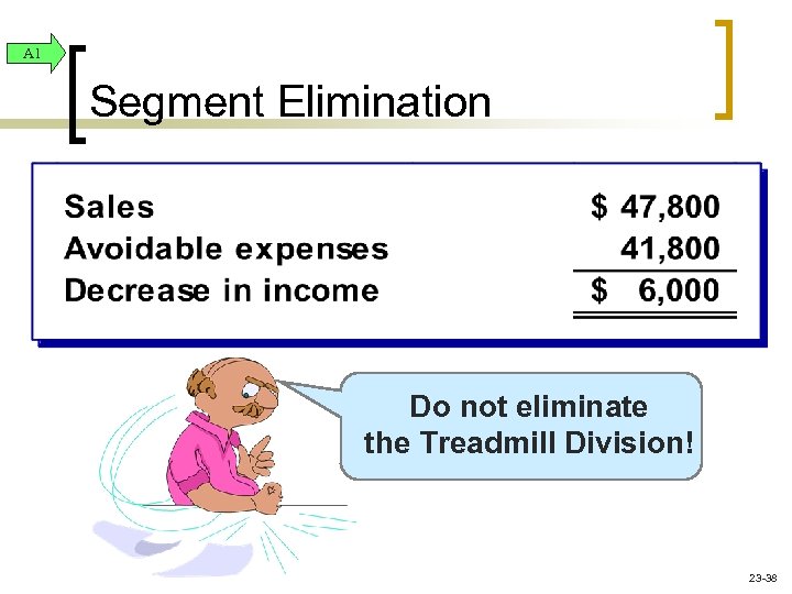 A 1 Segment Elimination Do not eliminate the Treadmill Division! 23 -38 