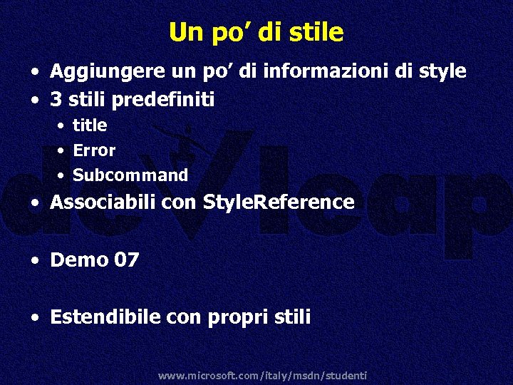 Un po’ di stile • Aggiungere un po’ di informazioni di style • 3