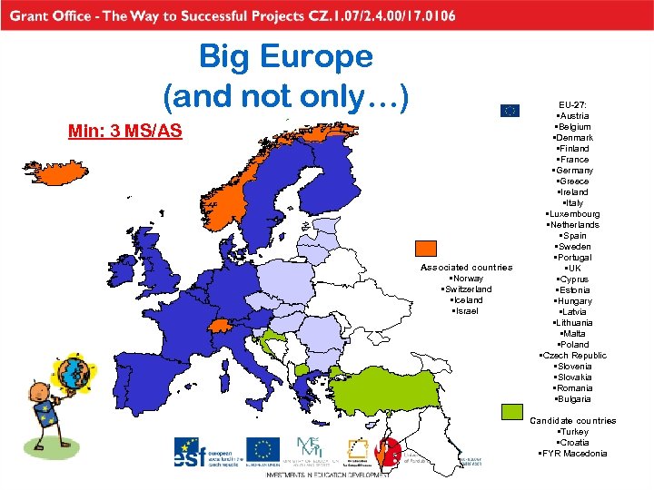 Big Europe (and not only…) Min: 3 MS/AS Associated countries • Norway • Switzerland