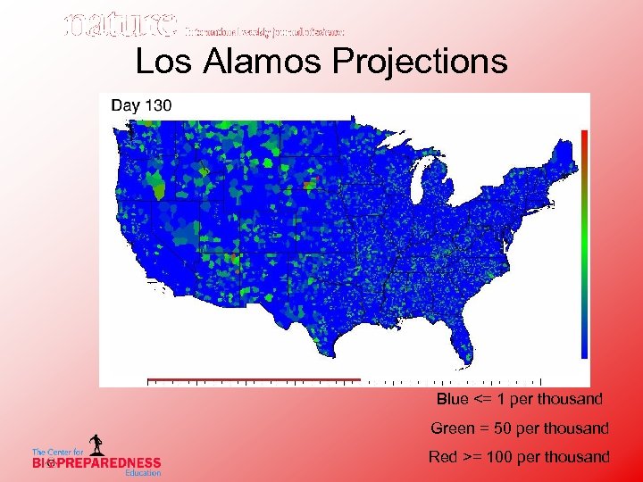 Los Alamos Projections Blue <= 1 per thousand Green = 50 per thousand Red
