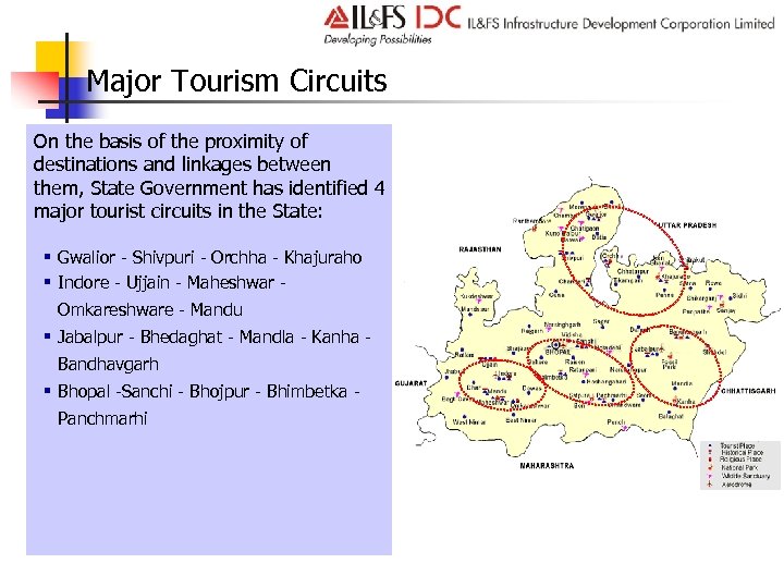 Major Tourism Circuits On the basis of the proximity of destinations and linkages between